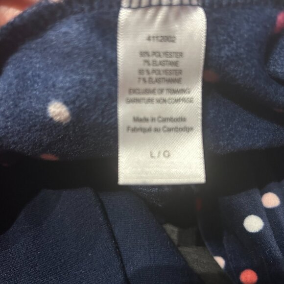 Kate Spade Navy Blue Velour Pajama Set Sz L Polka Dot Cozy Sleepwear Cabincore - Picture 11 of 12